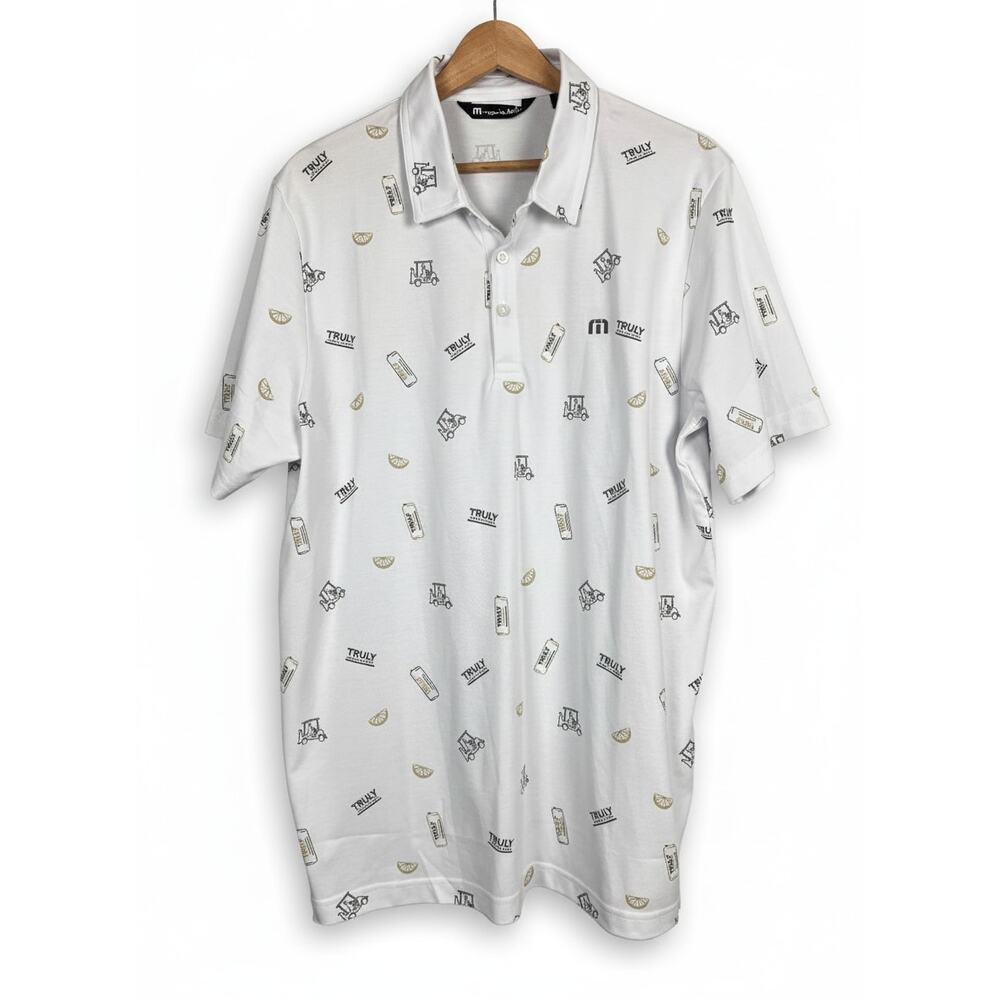 Travis Mathew Men's L Truly Hard Seltzer Golf Cart Party Novelty Polo Shirt